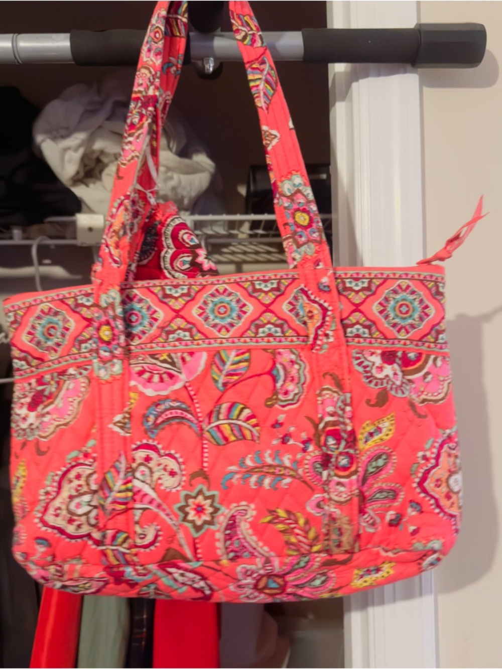 Quilted Pink Paisley Tote Bag
